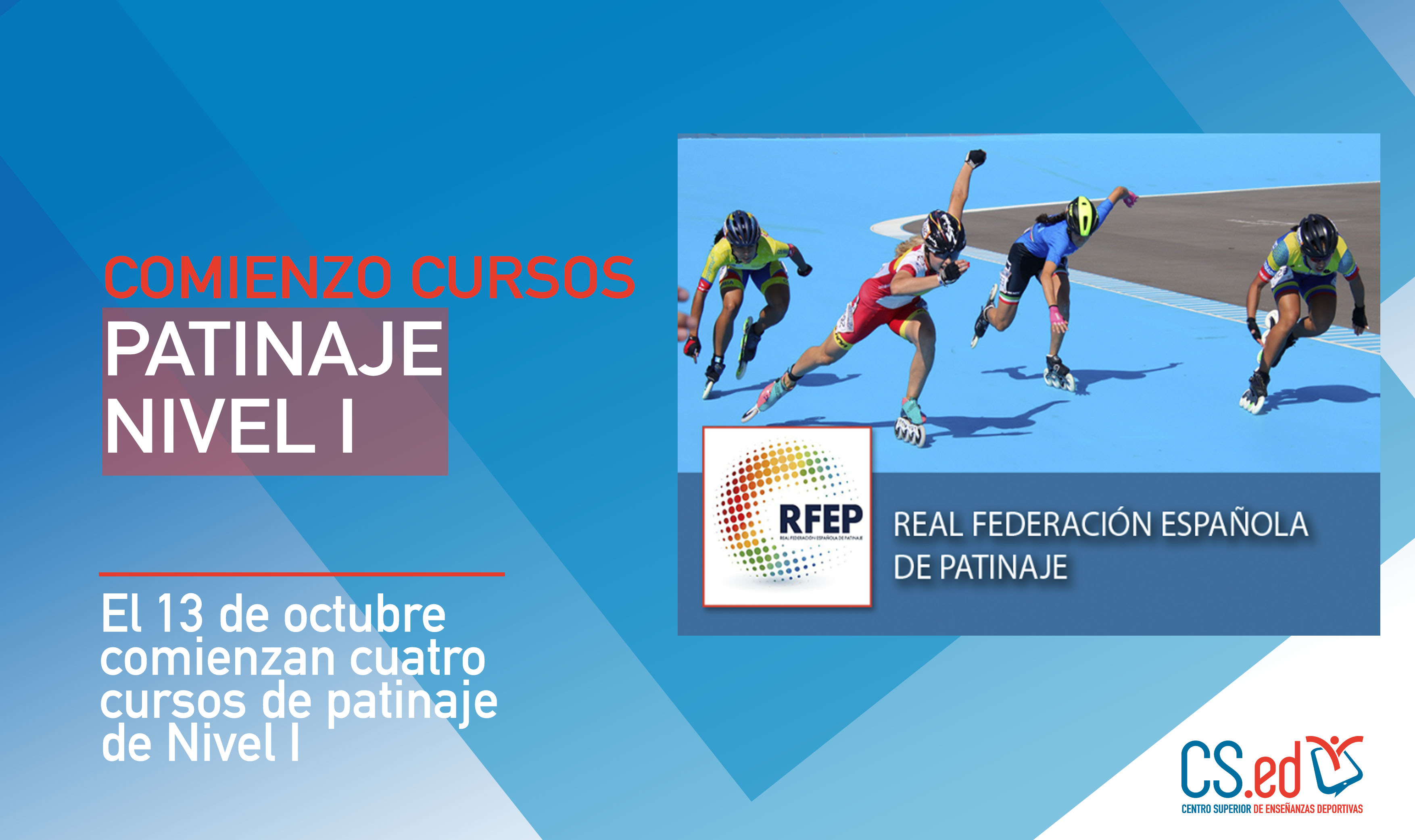 La imagen muestra a un grupo de patinadores para mostrar que comienza el Curso de Nivel I de Patinaje del Centro Superior de Enseñanzas Deportivas